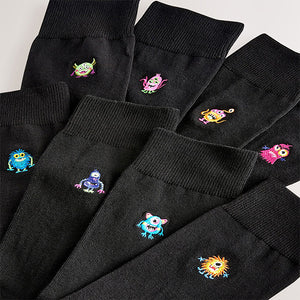 Monsters Fun Embroidered Socks 8 Pack