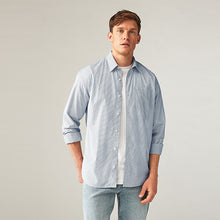 Load image into Gallery viewer, Dark Blue 100% Cotton Stripe Long Sleeve Shirt
