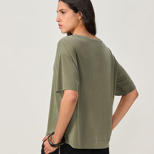 Olive Green Relaxed Fit Premium Modal Boxy T-Shirt