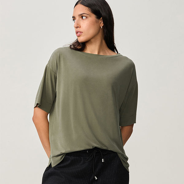 Olive Green Relaxed Fit Premium Modal Boxy T-Shirt