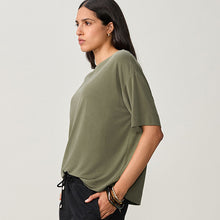 Load image into Gallery viewer, Olive Green Relaxed Fit Premium Modal Boxy T-Shirt
