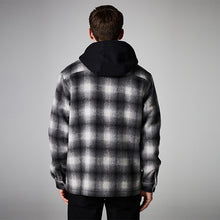 Load image into Gallery viewer, Grey Ombre Check Hooded Borg Lined Shacket
