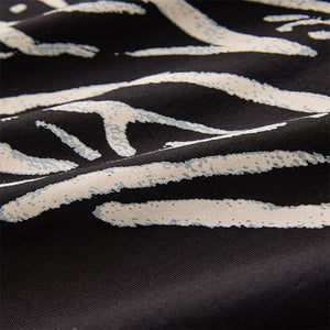 Black/White Abstract Print 100% Cotton Short Sleeve Crew Neck T-Shirt