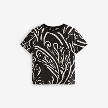 Load image into Gallery viewer, Black/White Abstract Print 100% Cotton Short Sleeve Crew Neck T-Shirt
