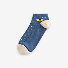 Load image into Gallery viewer, Navy/Ochre Bee Trainer Socks 5 Pack
