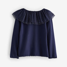 Load image into Gallery viewer, Navy Sparkle Collar Top (3mths-6yrs)
