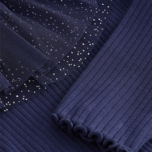 Load image into Gallery viewer, Navy Sparkle Collar Top (3mths-6yrs)
