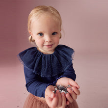 Load image into Gallery viewer, Navy Sparkle Collar Top (3mths-6yrs)
