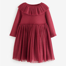 Load image into Gallery viewer, Burgundy Long Sleeve Mesh Dress (3mths-6yrs)

