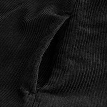 Load image into Gallery viewer, Black Corduroy Pinafore Short Sleeve Mini Dress
