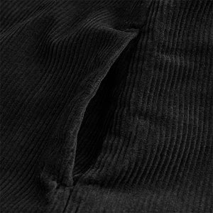 Black Corduroy Pinafore Short Sleeve Mini Dress