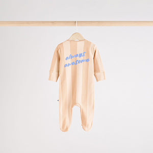 Blue Baby Zipped Sleepsuits 4 Pack