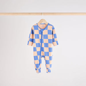 Blue Baby Zipped Sleepsuits 4 Pack