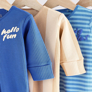 Blue Baby Zipped Sleepsuits 4 Pack