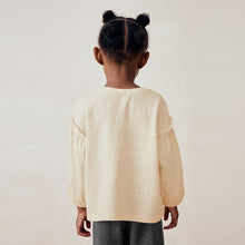 Load image into Gallery viewer, Cream 100% Cotton Long Sleeve Textured Top (3mths-6yrs)
