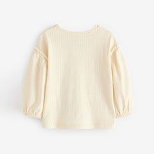 Load image into Gallery viewer, Cream 100% Cotton Long Sleeve Textured Top (3mths-6yrs)
