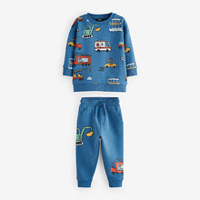 Load image into Gallery viewer, Blue Vehicles All-Over Print Character Sweatshirt and Joggers Set (3mths-5yrs)
