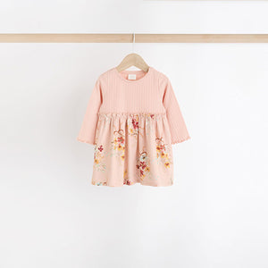 Pink/Blue Floral Baby Jersey Dresses 2 Pack