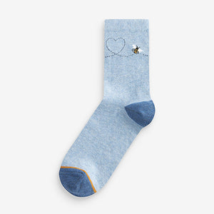 Navy/Ochre Bee Ankle Socks 5 Pack