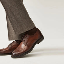Load image into Gallery viewer, Brown Standard Fit Leather Derby Brogues
