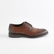 Load image into Gallery viewer, Brown Standard Fit Leather Derby Brogues
