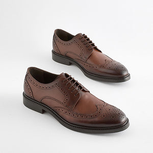 Brown Standard Fit Leather Derby Brogues