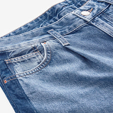 Load image into Gallery viewer, Mid Blue Side Stripe Palazzo Wide Leg 100% Cotton Jeans
