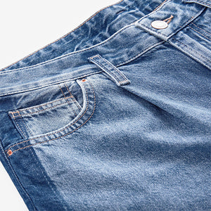 Mid Blue Side Stripe Palazzo Wide Leg 100% Cotton Jeans