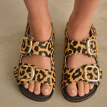 Load image into Gallery viewer, Leopard Standard Fit Forever Comfort® Back Strap Footbed Sandals
