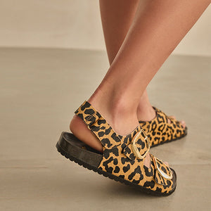 Leopard Standard Fit Forever Comfort® Back Strap Footbed Sandals