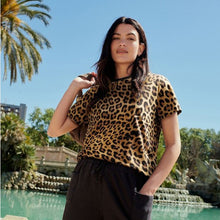 Load image into Gallery viewer, Animal Leopard Print 100% Cotton Short Sleeve Crew Neck T-Shirt
