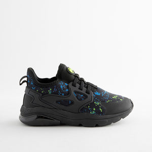 Black Splat Pull On Trainers