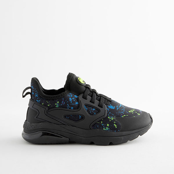 Black Splat Pull On Trainers