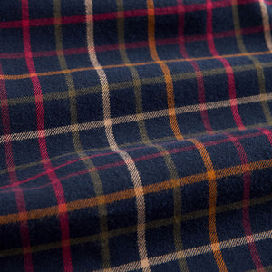Navy Blue Check Long Sleeve 100% Cotton Oxford Shirt