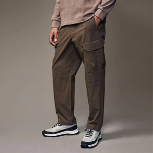 Chocolate Brown Regular Fit Ripstop Tech Cargo Trousers