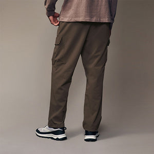 Chocolate Brown Regular Fit Ripstop Tech Cargo Trousers