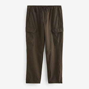 Chocolate Brown Regular Fit Ripstop Tech Cargo Trousers
