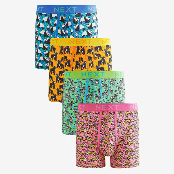 Bright Orange/Green/Blue Animal Print Animal A-Front Boxers 4 Pack