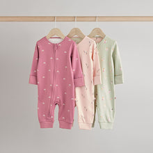 Load image into Gallery viewer, Pastel Character 3 Pack Two Way Zip Baby Sleepsuits (0mths-18mth)
