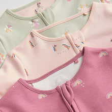 Load image into Gallery viewer, Pastel Character 3 Pack Two Way Zip Baby Sleepsuits (0mths-18mth)
