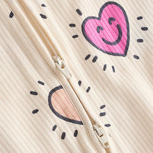 Load image into Gallery viewer, Pink Happy Heart Baby Two Way Zip Floral Print Sleepsuits 3 Pack (0mths-18mths)
