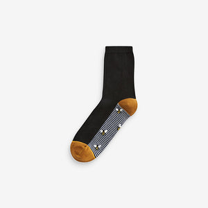 Blue/Ochre Bee Footbed Ankle Socks 5 Pack