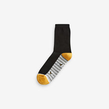 Load image into Gallery viewer, Blue/Ochre Bee Footbed Ankle Socks 5 Pack
