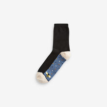 Load image into Gallery viewer, Blue/Ochre Bee Footbed Ankle Socks 5 Pack
