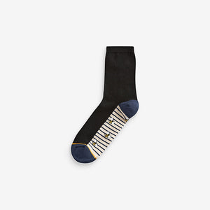 Blue/Ochre Bee Footbed Ankle Socks 5 Pack