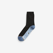 Load image into Gallery viewer, Blue/Ochre Bee Footbed Ankle Socks 5 Pack
