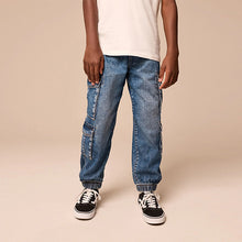 Load image into Gallery viewer, Blue Balloon Denim Cargo 100% Cotton Jeans with Elasticated
