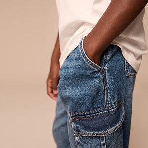 Blue Balloon Denim Cargo 100% Cotton Jeans with Elasticated