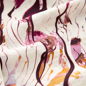 Ecru/Purple Swirl Print Long Sleeve Button Down Shirt
