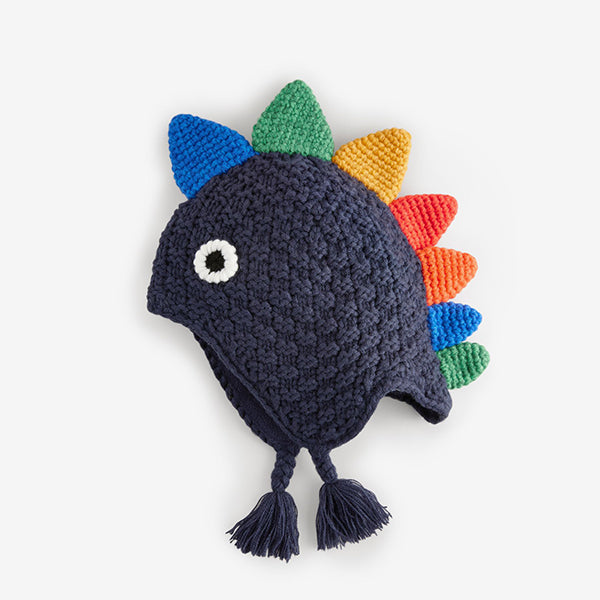 Navy Blue Dinosaur Inca Hat (3mths-10yrs)